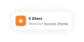 5-star rating badge highlighting client success stories